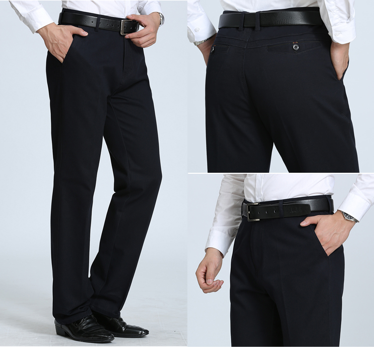 Quần vải mỏng phần nam giản dị quần mùa đông dày cotton quần nam rộng thẳng trung niên quần dài shop quần áo nam
