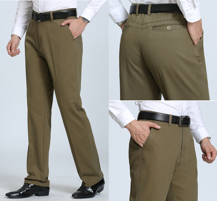 Quần vải mỏng phần nam giản dị quần mùa đông dày cotton quần nam rộng thẳng trung niên quần dài shop quần áo nam