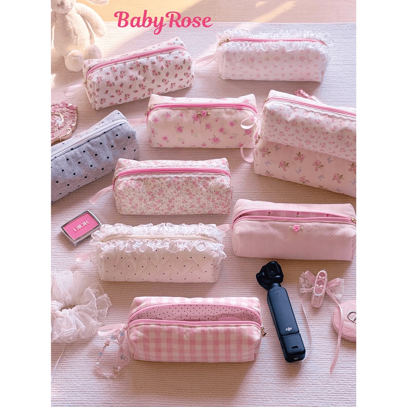 Babyrose Handmade Dji Pocket 3 Storage Bag Portable Floral White Women's Makeup Bag Thick and Durable ins Style Babyrose Handmade Dji Pocket 3 Storage Bag Portable Floral White Women's Makeup Bag Thick and Durable ins Style