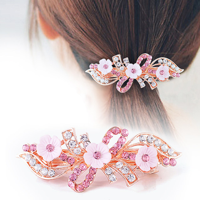 Buy 2 get 1 free top clip small spring clip rhinestone bow versatile Korean hairpin back head plate hairpin side clip