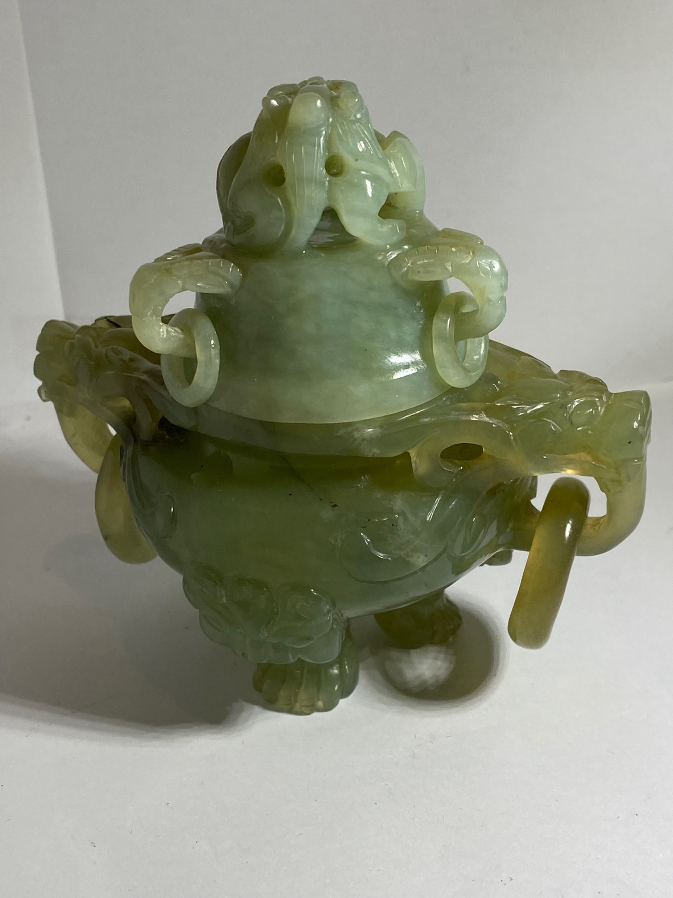 AH696天然玉石岫玉香炉高15cm宽14cm 口直径4.5cm 重740克有瑕疵-淘宝