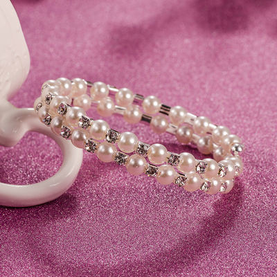 Fashionable rhinestone pearl multi-row diamond-encrusted open elastic bracelet, adjustable bracelet, a versatile accessory for brides and bridesmaids