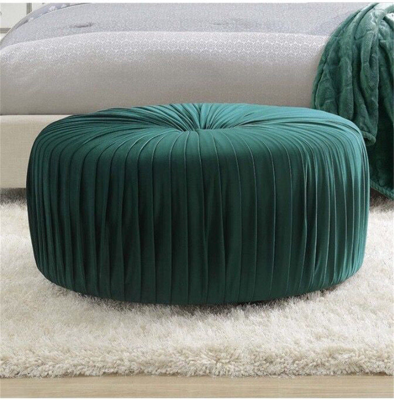American light luxury velvet sofa stool bedroom circular clothing store shoe changing stool cloakroom stool porch coffee table stool