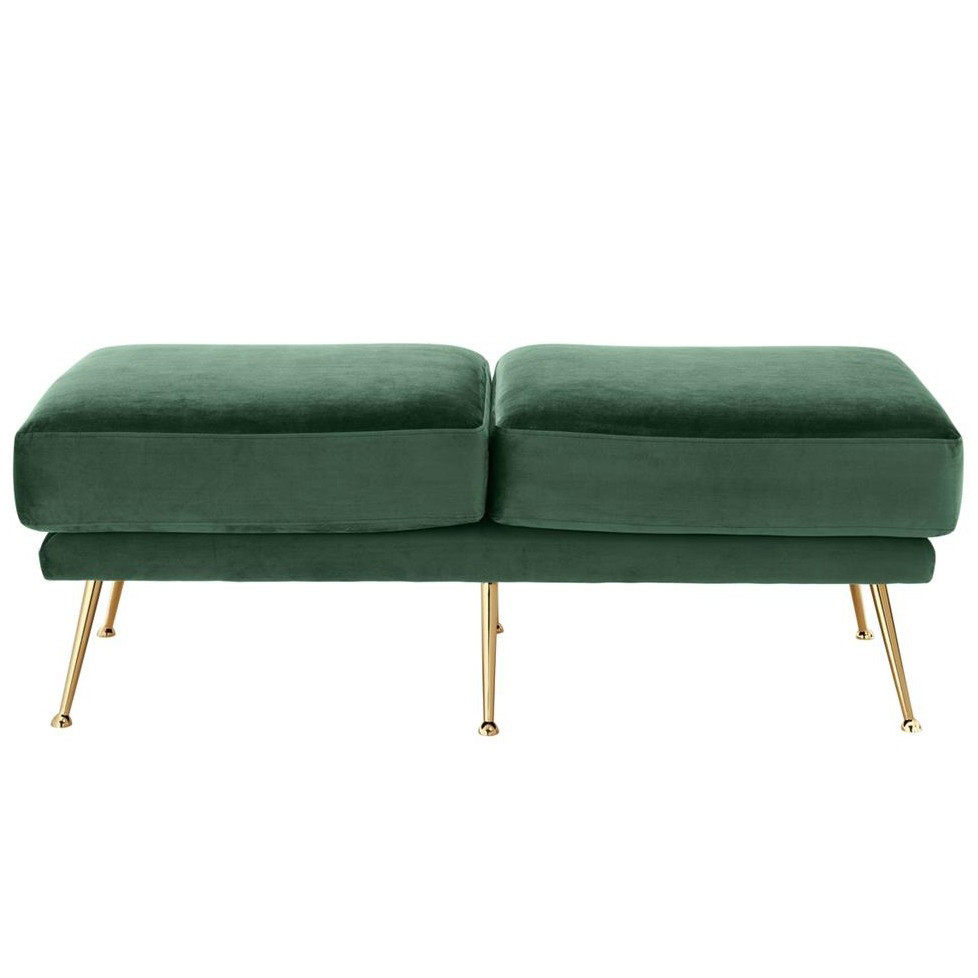 American European Clothing Store Leather Sofa Rectangular Footstool Changing Shoe Stool Cloakroom Stool Dark Green Industrial Stool