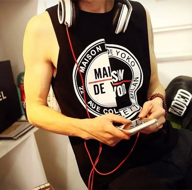 Mùa hè châu Âu và Hoa Kỳ đường phố hip hop cá tính vest nam phiên bản Hàn Quốc của áo thun không tay rộng gió bf gió nam và nữ - Lót áo 3 lỗ nam rộng nách