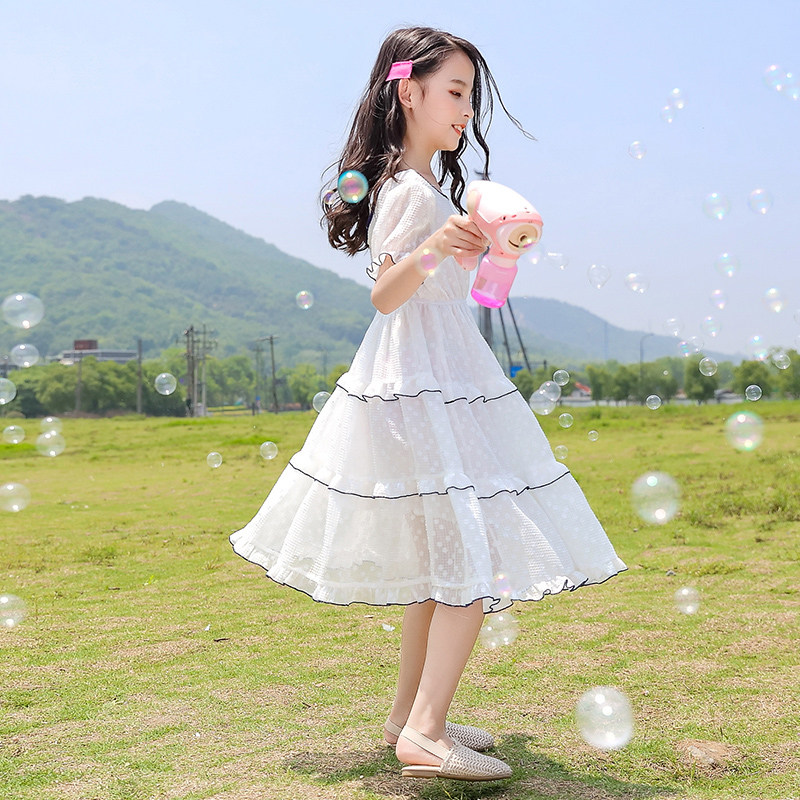 Next alice children's dress women's summer thin 2022 new chiffon medium big boy red foreign long dress