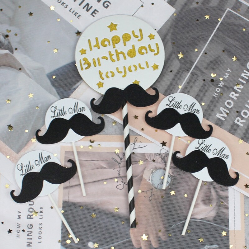 Special price birthday cake decoration ornaments mustache father boy male god plug flag baking plug-in