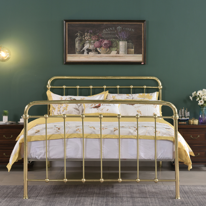 Kyoto Daikoku Export Copper Bed, Simple Modern Golden Light Luxury Scandinavian European Style ins Art Double Bed 1.5m1.8m