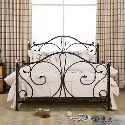 Beijing University exports Nordic luxury simple modern new crystal design award-winning high-end high-quality double iron bed