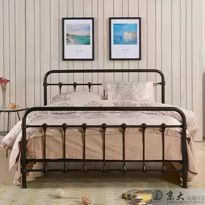 Beijing University exports North American American countryside European style pastoral simple modern high-end high-quality double iron bed