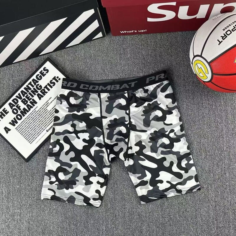 Four-Point Basketball Compression Shorts Camouflage Shorts Men's Sports Training Fitness Breathable Youth Compression Leggings Running