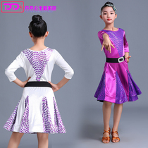 Latin Dance Girls Show Dress Fall and Winter Costume Professional Competition High-end Long-sleeved Latin Dance Girls