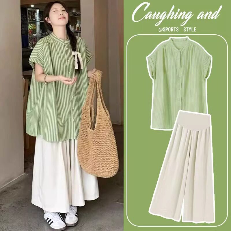 Next Alice Maternity Set High-End 2026 Summer New Style Shirt and Wide-Leg Pants Two-Piece Outfit for Pregnancy Next Alice Maternity Set High-End 2026 Summer New Style Shirt and Wide-Leg Pants Two-Piece Outfit for Pregnancy