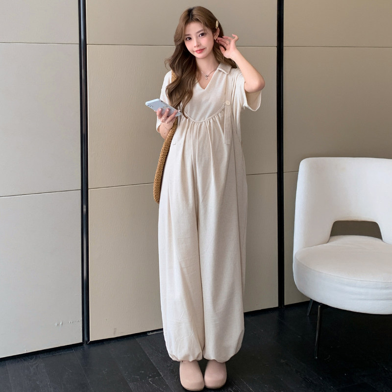 Next Alice Maternity Set Summer New Fashionable Floral Versatile Overalls and Top Two-Piece Set Trendy