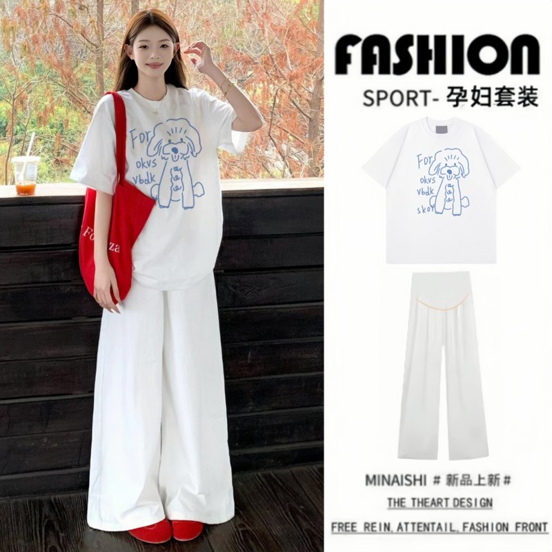 Next Alice Maternity Set 2026 Summer New Style Top Round Neck Printed T-Shirt Belly Support Long Pants Two-Piece Set Next Alice Maternity Set 2026 Summer New Style Top Round Neck Printed T-Shirt Belly Support Long Pants Two-Piece Set