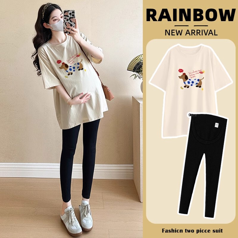 Next Alice Maternity Summer Short-Sleeved T-Shirt 2026 New Women's Summer Loose Top and Pants Two-Piece Set