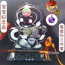 Year of the Monkey baby handfoot print Crystal handfoot print muddy foot model Baby Full Moon 100 days souvenir year old gift