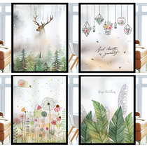 Frosted electrostatic window glass stickers Household flower balcony living room kitchen bedroom decoration sunscreen film Summer