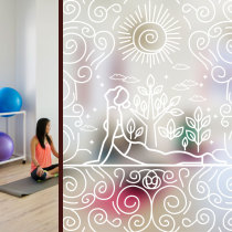 Customized sports yoga gym transparent electrostatic anti-collision UV white printing blocking anti-collision glass film-meditation