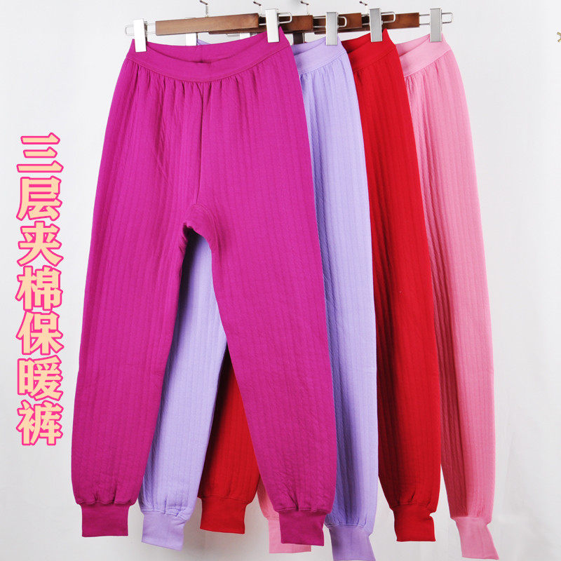 Woman's pure cotton high waist crotch three layers of thick warm pants add large yards of old people wearing autumn and winter in autumn and winter