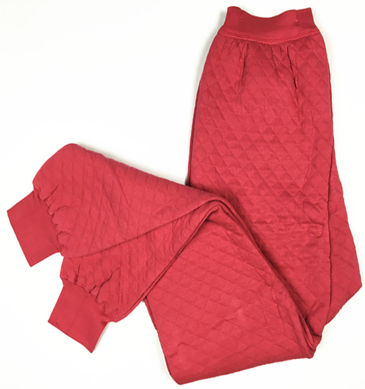 Quần ấm ba lớp tuổi trung và già Quần dài đơn nữ cộng với phân bón XL cao eo dày cotton ấm mùa đông quần giữ nhiệt nam lót lông