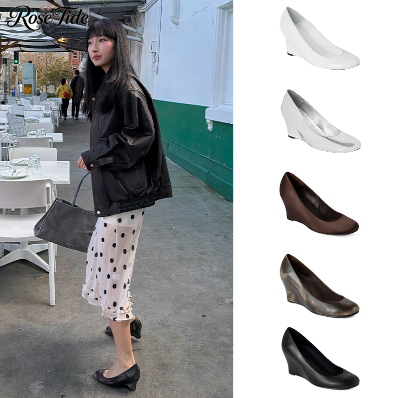 Rose Tide Boutique Discount Genuine Gimaguas Retro Round-Toe Wedge Shoes High-Heeled Mary Jane Shoes Rose Tide Boutique Discount Genuine Gimaguas Retro Round-Toe Wedge Shoes High-Heeled Mary Jane Shoes