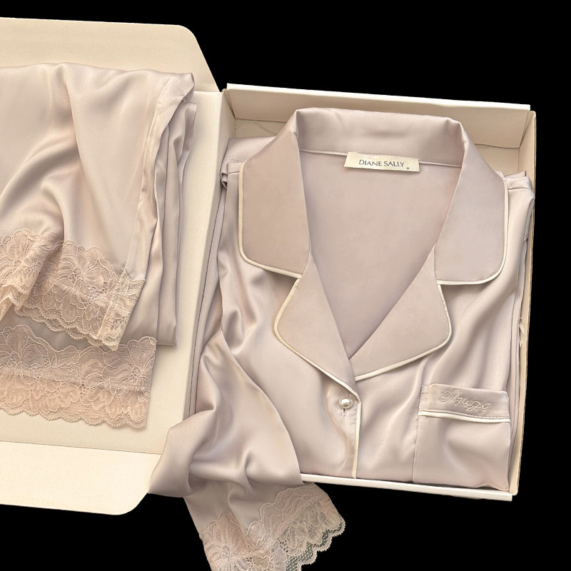 Coy Kiss Silk Pajamas for Women 2026 New Spring Style High-End Feel Practical Gift Box Set for Best Friend's Birthday Gift