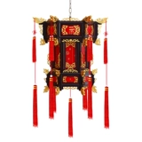 Шестиугольный чай улун Да Хун Пао из натурального дерева, фонарь для беседки, дорожная антикварная люстра, китайский стиль