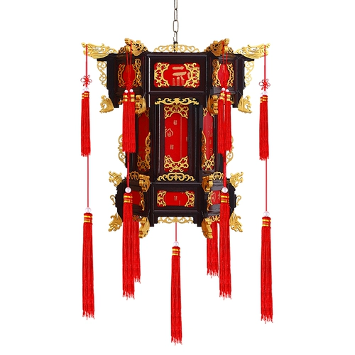 Шестиугольный чай улун Да Хун Пао из натурального дерева, фонарь для беседки, дорожная антикварная люстра, китайский стиль