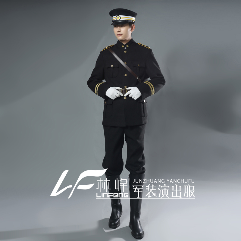 Woolen Black Cosplay Costume for Stage Performances, Military Uniform, Thickened, 2023 Autumn Props, Free Shipping, New Model
