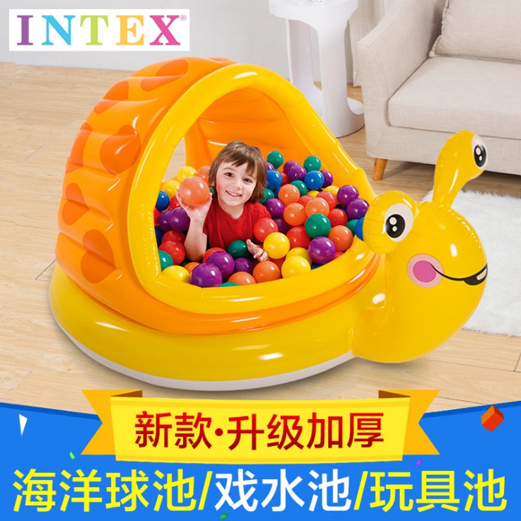 INTEX Children's home color snail ocean ball pool Indoor baby swimming pool Inflatable toy pool fence