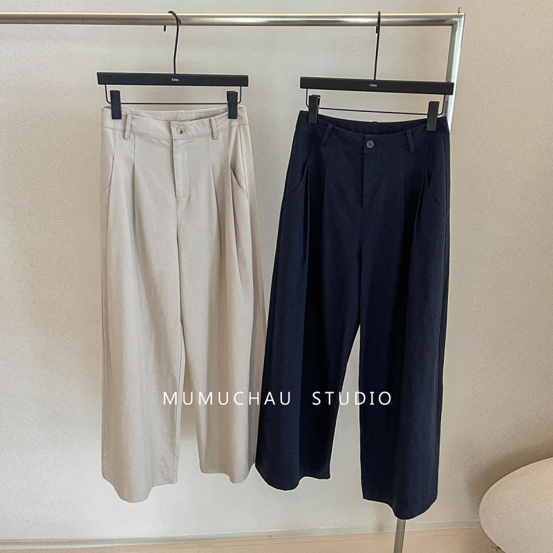 Yiqiu Ma Women's Clothing 2025 Autumn New Lyocell Cotton Casual Loose Wide-Leg Waist-Slimming Straight Pants Yiqiu Ma Women's Clothing 2025 Autumn New Lyocell Cotton Casual Loose Wide-Leg Waist-Slimming Straight Pants