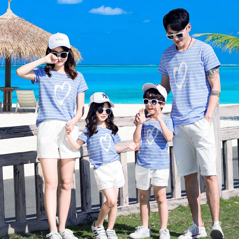 Parent-child clothes 2022 summer clothes new family of three and four seaside vacation travel two-piece photo beach suit
