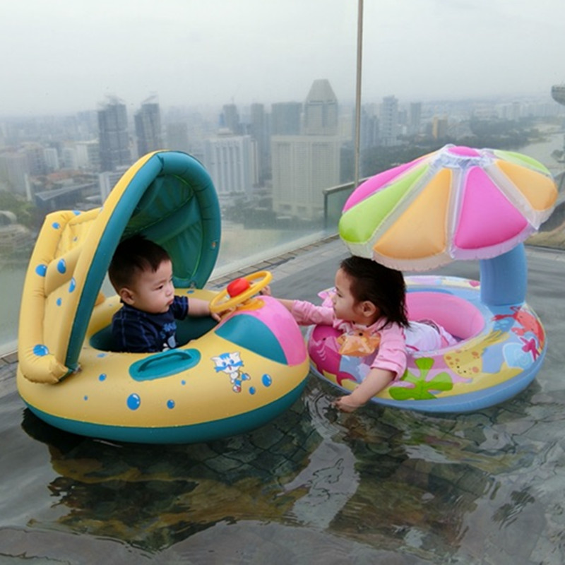 Sun-shading male and female swimming circle children sunscreen sat lap 0-1-3-year-old steering wheel Lifebuoy