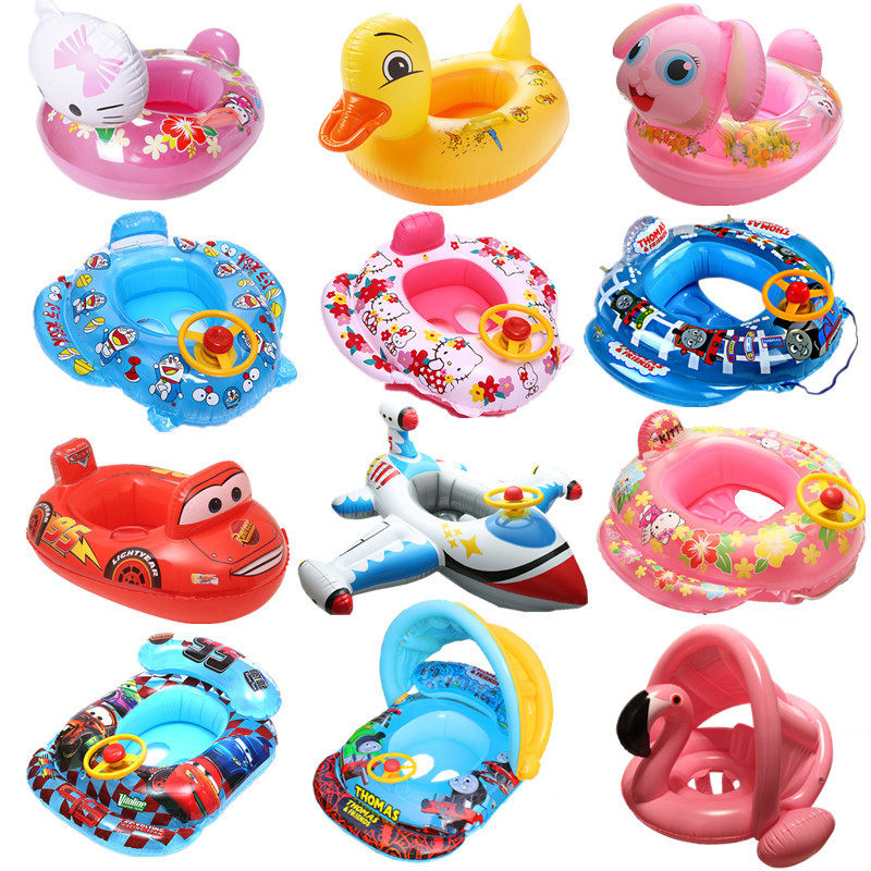 0-1-3-year-old sunscreen boat with steering wheel child swim ring baby anti-side turning and baby armpit ring 0-1-3
