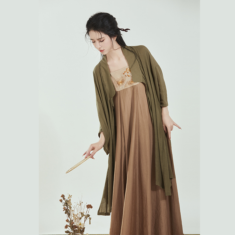 Original by Weaving Department [Jianghe] Chinese-Style Han Element Suspender Dress for Women, Zen-Inspired Brocade Robe, Improved Hanfu