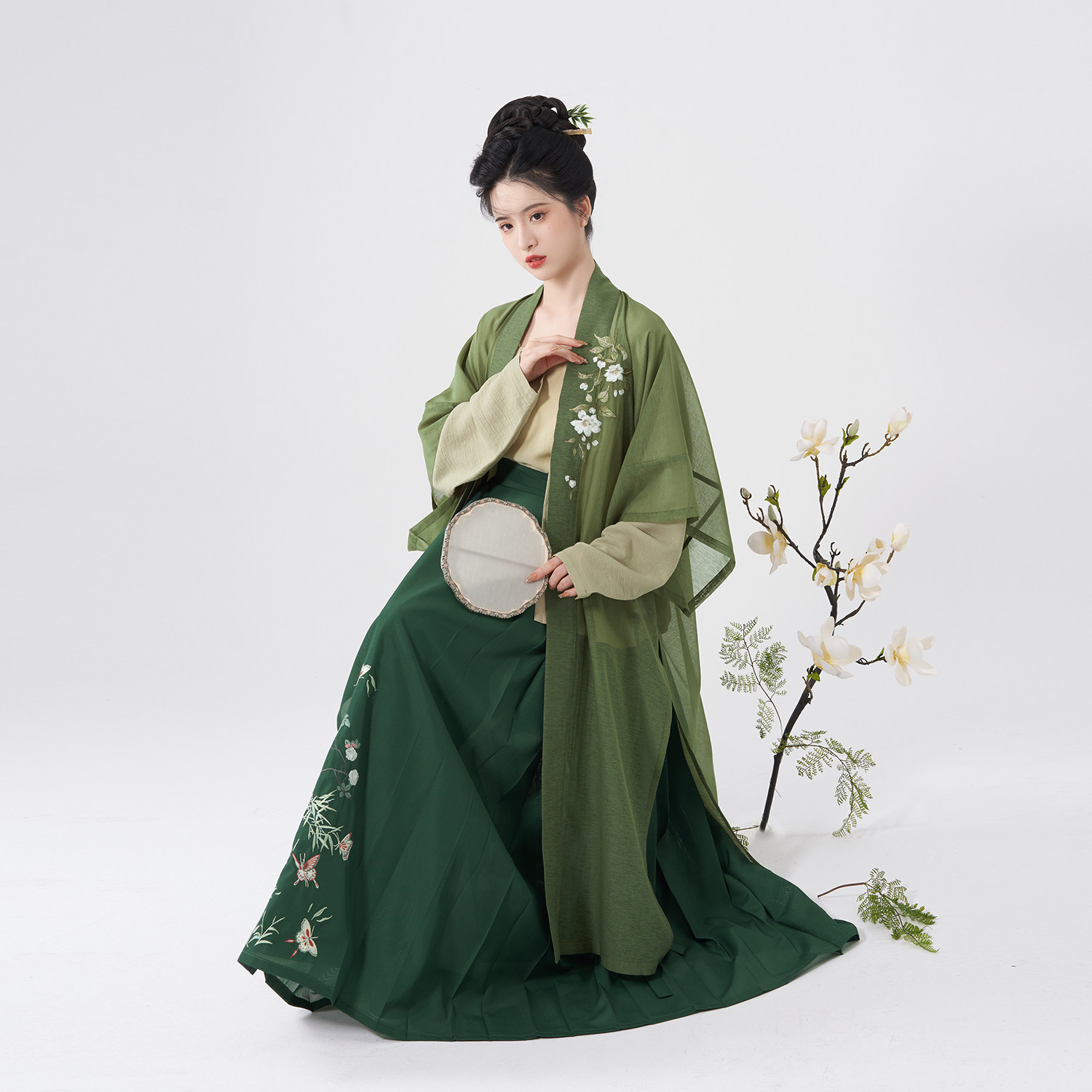 点茶织造司原创宋制汉服长干寺飞机袖改良宋抹横罗绣花百迭裙日常-Taobao