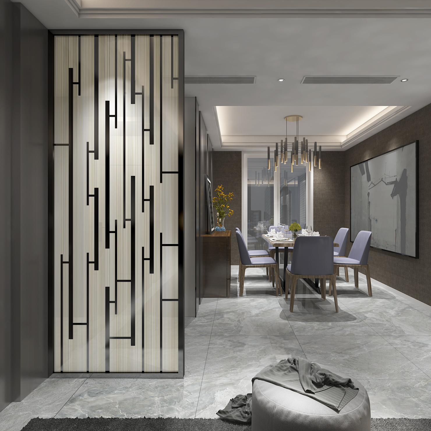 Nordic home entrance glass screen partition decoration Living room Bedroom occlusion household modern simple light luxury