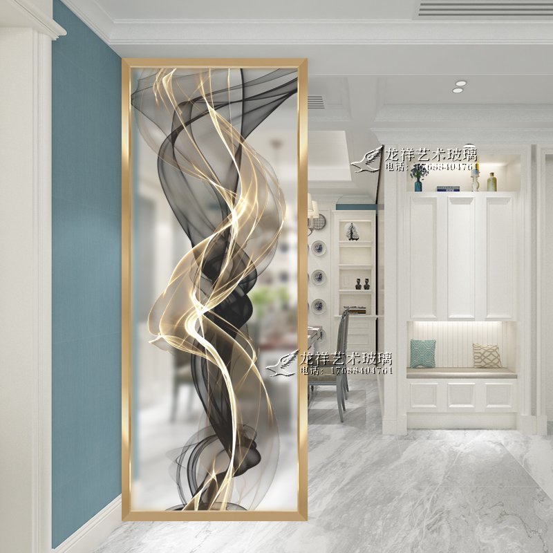 Modern and simple living room glass screen partition wall bedroom block household entrance entrance light transmission small apartment light luxury