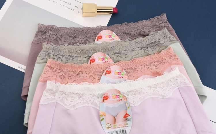 Đầy đủ 4 underwear đồ lót cô gái lụa Lycra cotton thoải mái ren mềm mại eo giữa eo nữ tam giác đồ lót quần lót ren siêu mỏng