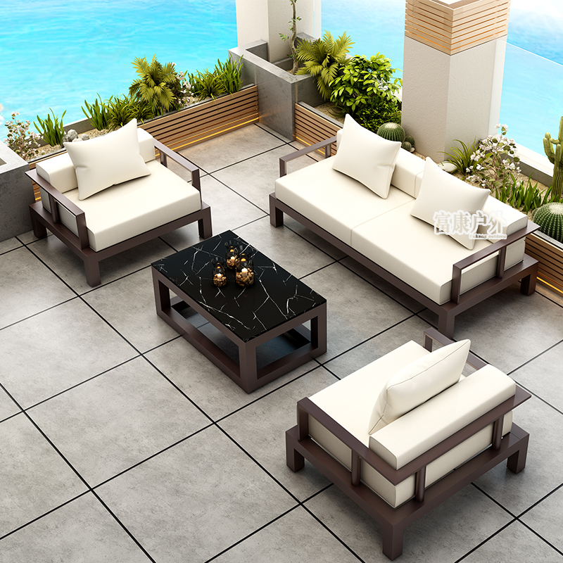 Outdoor Sofa Chair Living Room Sample House Display Center Negotiation Area Cassette Chinese Aluminum Alloy Brief Casual Composition Sofa Tea Table