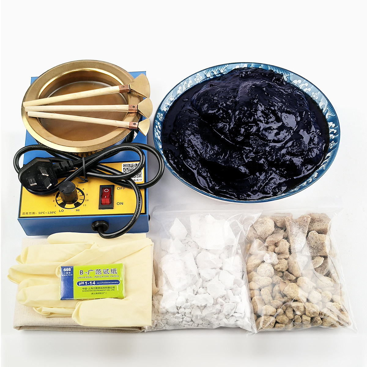 Batik diy tool material set temperature-controlled molten wax fan shaped wax knife plant indigo clay dye material pack