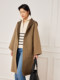 Rong Rong Jia/Heavy grain corrugated tweed two-sided tweed/Brown loose drop shoulders sleeve mid-length hooded cashmere coat