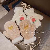 Japan Japanese gp lamb velvet cycling gloves women autumn and winter warm plus fleece cute thick cold cycling bike halter neck