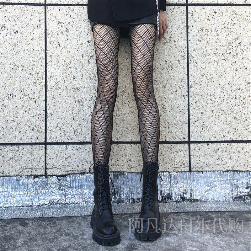 Japanese Japanese tsutsu net socks women's autumn and winter pantyhose long socks sexy fishnet socks black lace thin
