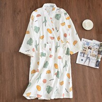 Japan JULIPET Kimono Lady Bathrobe Sleeping Dress Long Sleeves Full Cotton Cloth Summer Autumn Cute Sweat Steam Pure Cotton Pyjamas