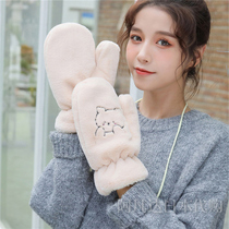 Japan Japanese GP Japanese cute bear gloves winter female plush finger plush thickening warm riding cold protection