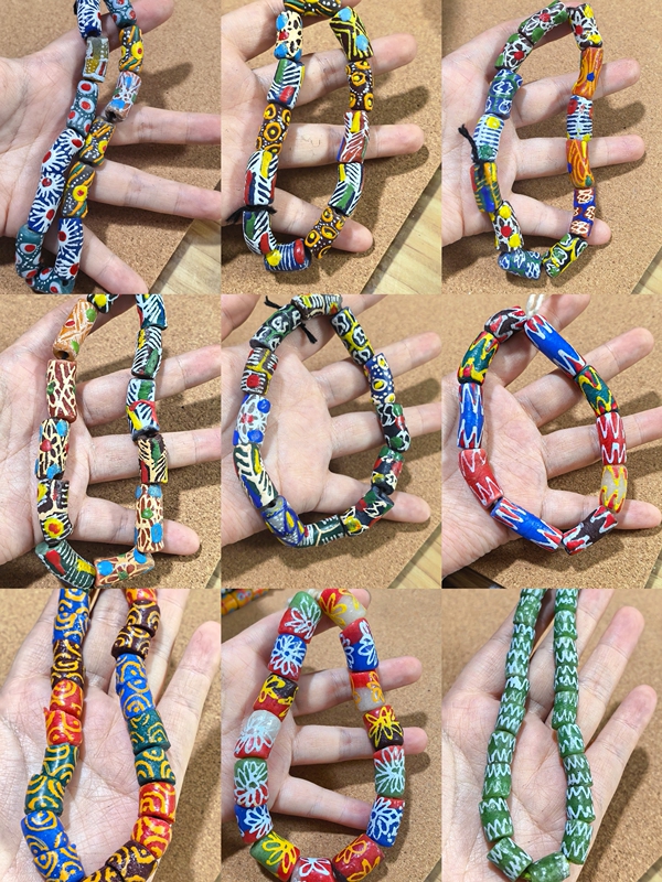 African Glass Beads, African Tubes, Various Colors, Vintage High-End Braided Rope Beaded Necklaces and Earrings, Handmade, Single Piece Price