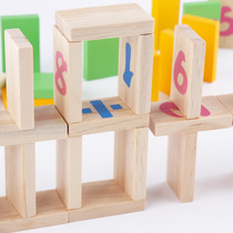 Baby early childhood education enlightenment number animal letter domino gift box gift puzzle focus wooden building blocks
