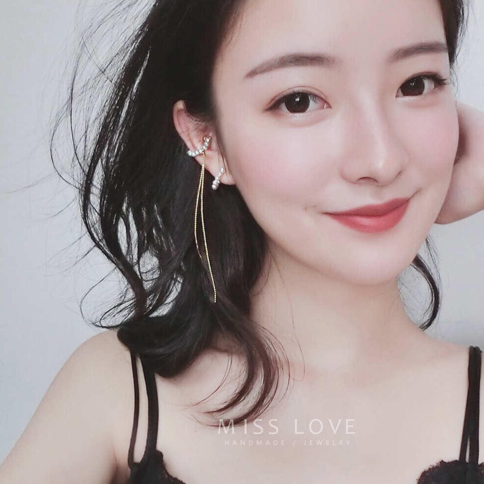 Stir-fried Fairy's Varied Ear Bone Clip Shop Main Original Design Long Version Flow Su 14K Bag Gold Pearl Mosquito Incense Tray